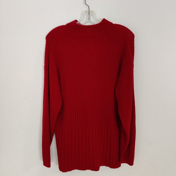 BHS Women's Sweater Size 14 - 16 Red LambsWool Ribbed Knitwear Winter Warm Comfy - Picture 3 of 7